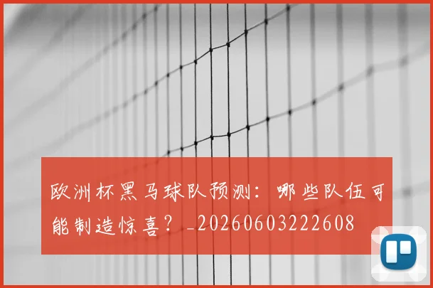 欧洲杯黑马球队预测:哪些队伍可能制造惊喜?_20260603222608